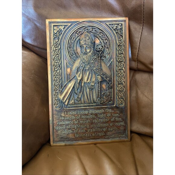 Prayer to St Patrick, Breastplate, Laminated, 2-1/2 St. Patrick’s Prayer Abbey Press Wall Hanging. Resin Copper Leaf 7 1/2” X 11 1/2